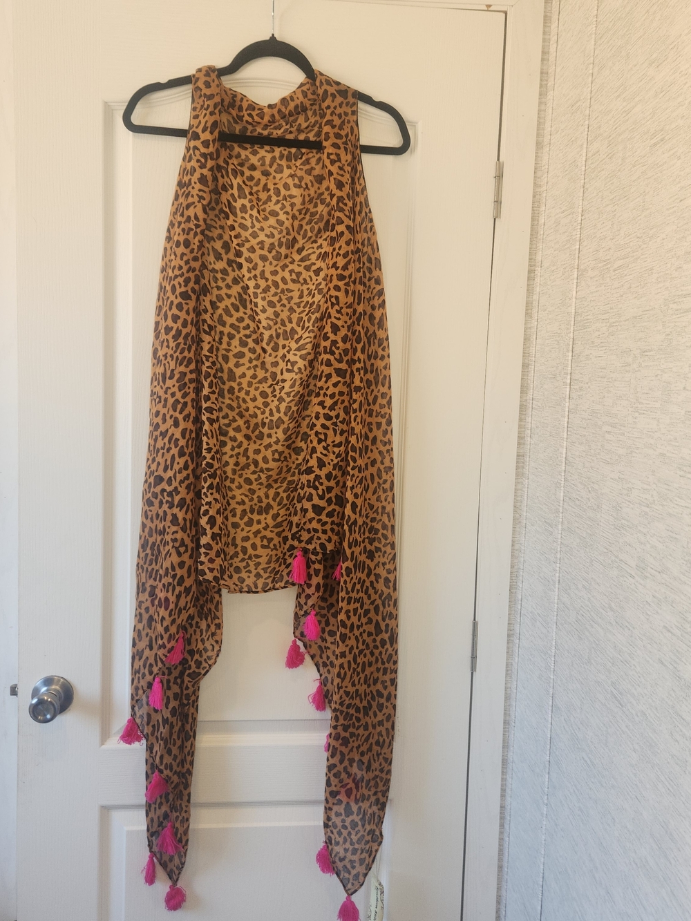 Southern Stitch Leopard Print Tassel-Trim Women’s Kimono Vest One Size BNWT